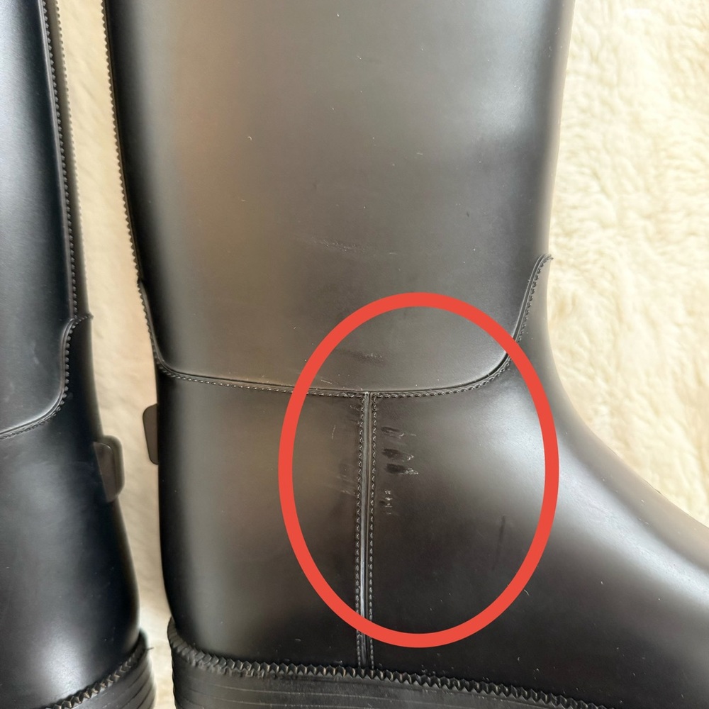 DIRTY LAUNDRY Black Buckle Rain Boots Size 8 Knee High Waterproof Equestrian - Picture 8 of 11